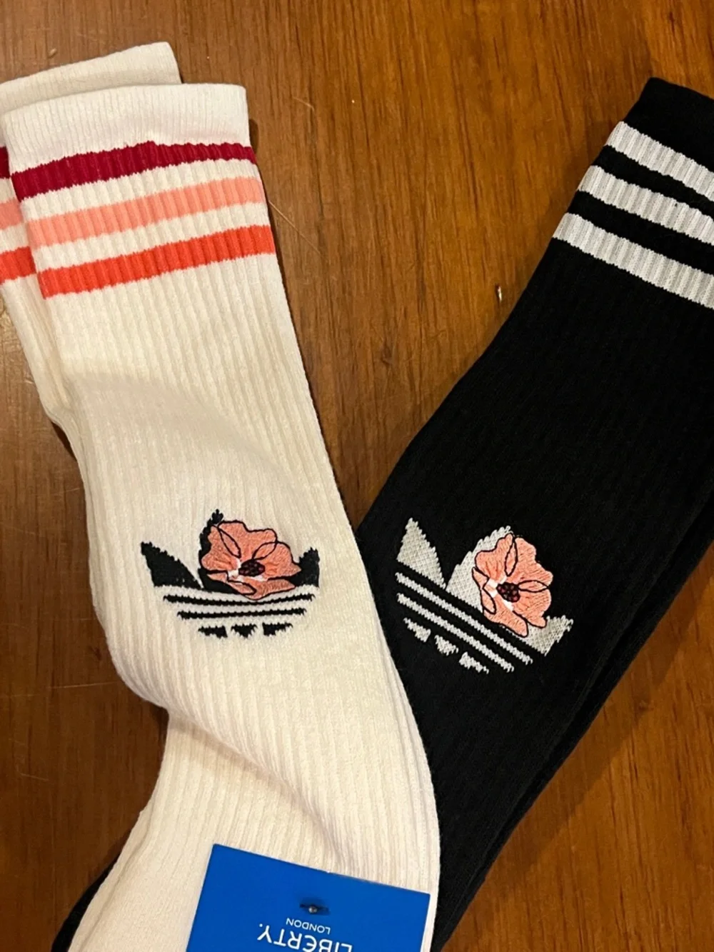 Adidas x Liberty of London Knee Socks X 2 Pair black white new Women’s